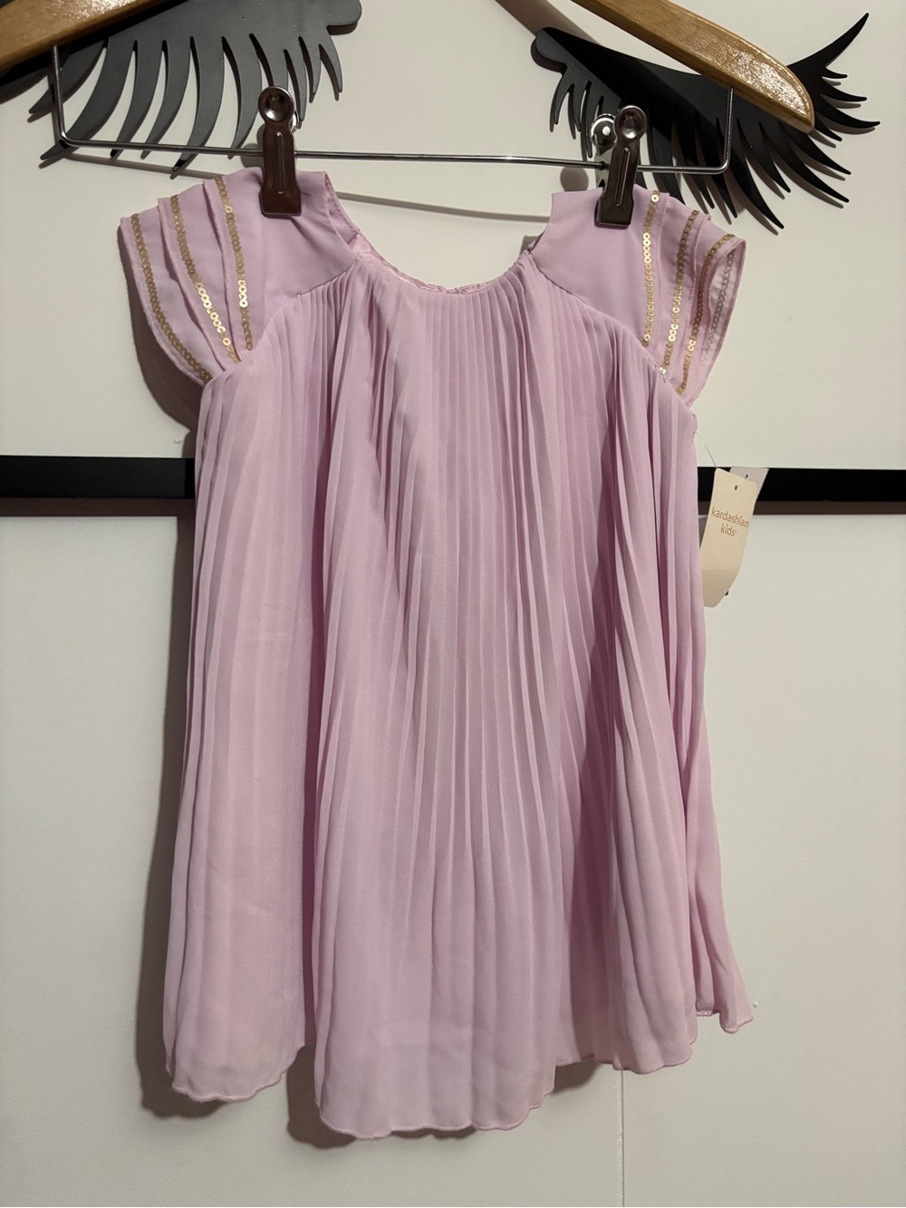 🎀 Kardashian Kids Pale Pinky/ lilac Pleated Cap-Sleeve Top 2T 🎀